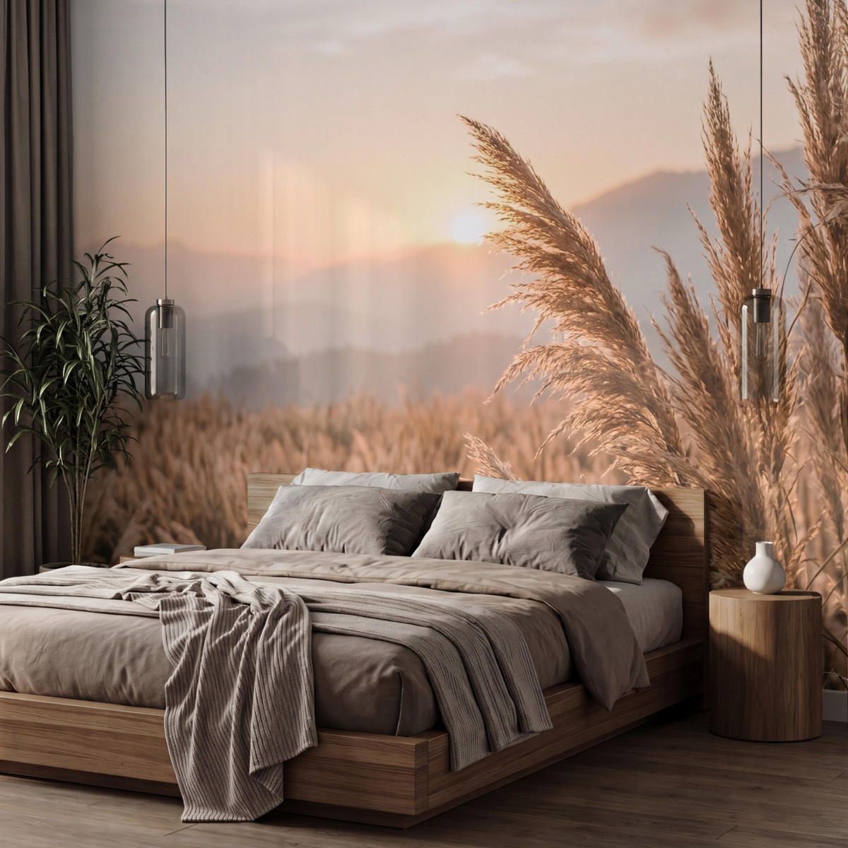 TAPETE - Gras - Feld - Sonne - Natur - 400x260 cm - Sandfarben, Papier (400/260cm) - OnlyWow