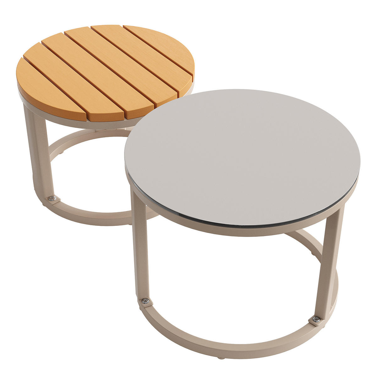 GARTENLOUNGE 123/68/86 cm mit modularer Kombination, verstellbaren Tischbeinen und waschbaren Kissen, Beige - Beige, Metall - Redom