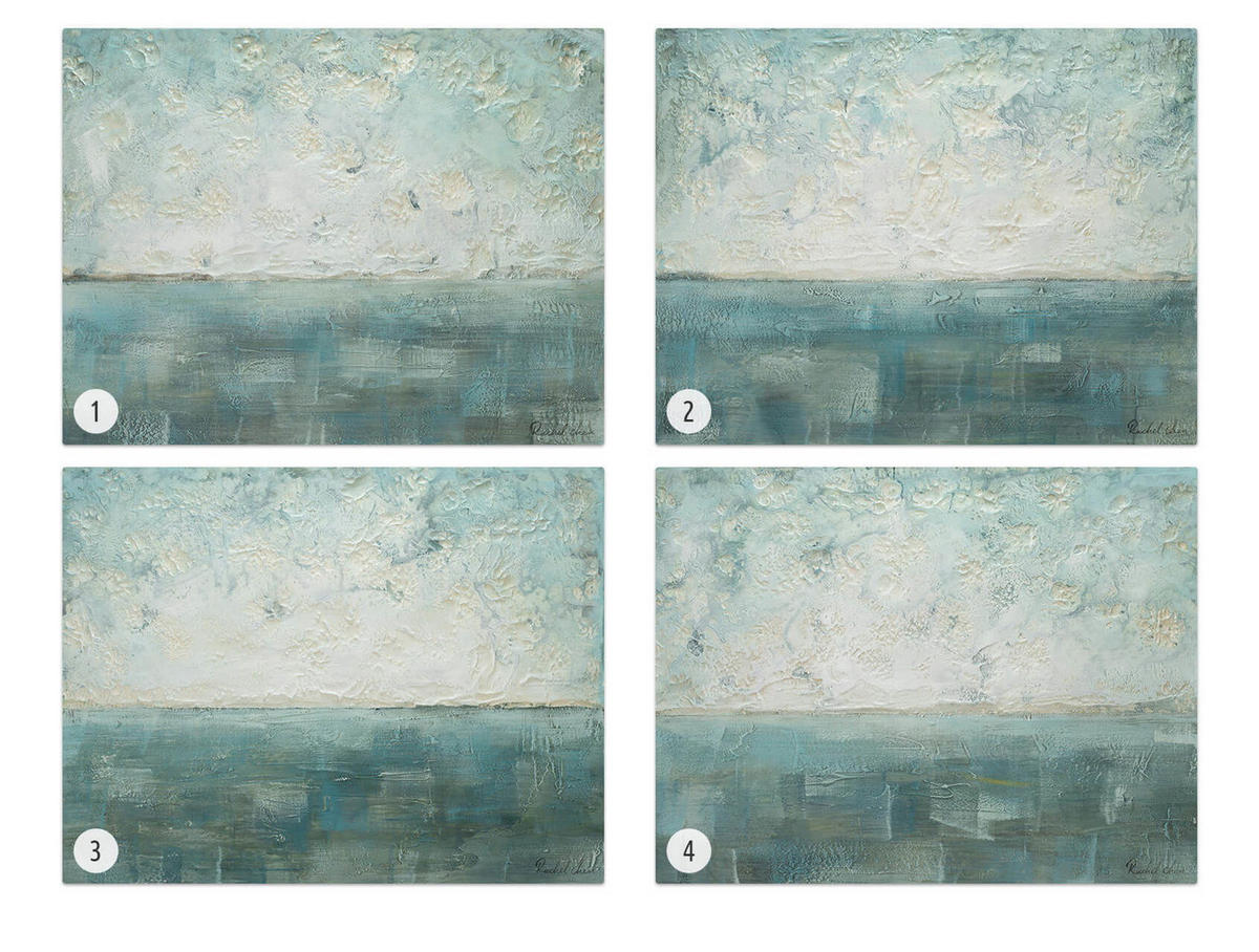 ÖLGEMÄLDE 100/75 cm - Petrol/Weiß, Holz/Textil (1.9/75cm) - KUNSTLOFT