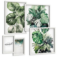 BILDER SET 5er Set - 50x50 cm & 20x30 cm & 40x60 cm Weißer Rahmen - Sweet Home Green Plants - Weiß, Kunststoff (40/60cm) - TULUP