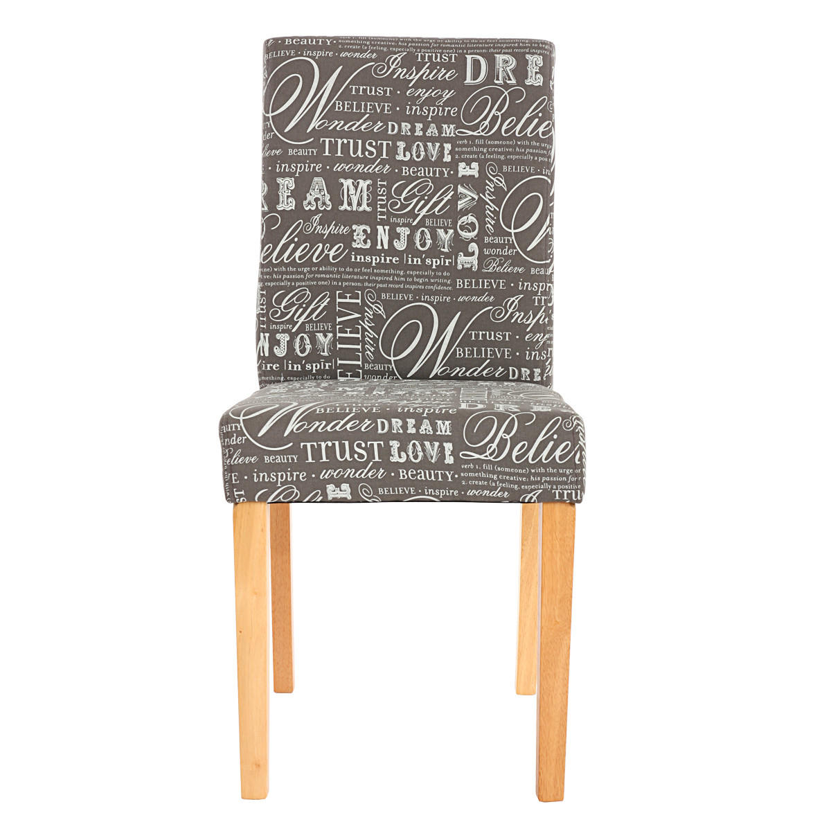 ESSZIMMERSTUHL SCHRIFT Grau, Weiß, Braun 4er-Set - Weiß/Braun, Textil (43/90/56cm) - Jamb