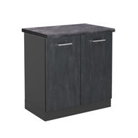 SPÜLENUNTERSCHRANK R-Line Schwarz Beton 80 cm AP Anthrazit - Anthrazit/Schwarz, Holzwerkstoff (80/81.6/60cm) - Vicco