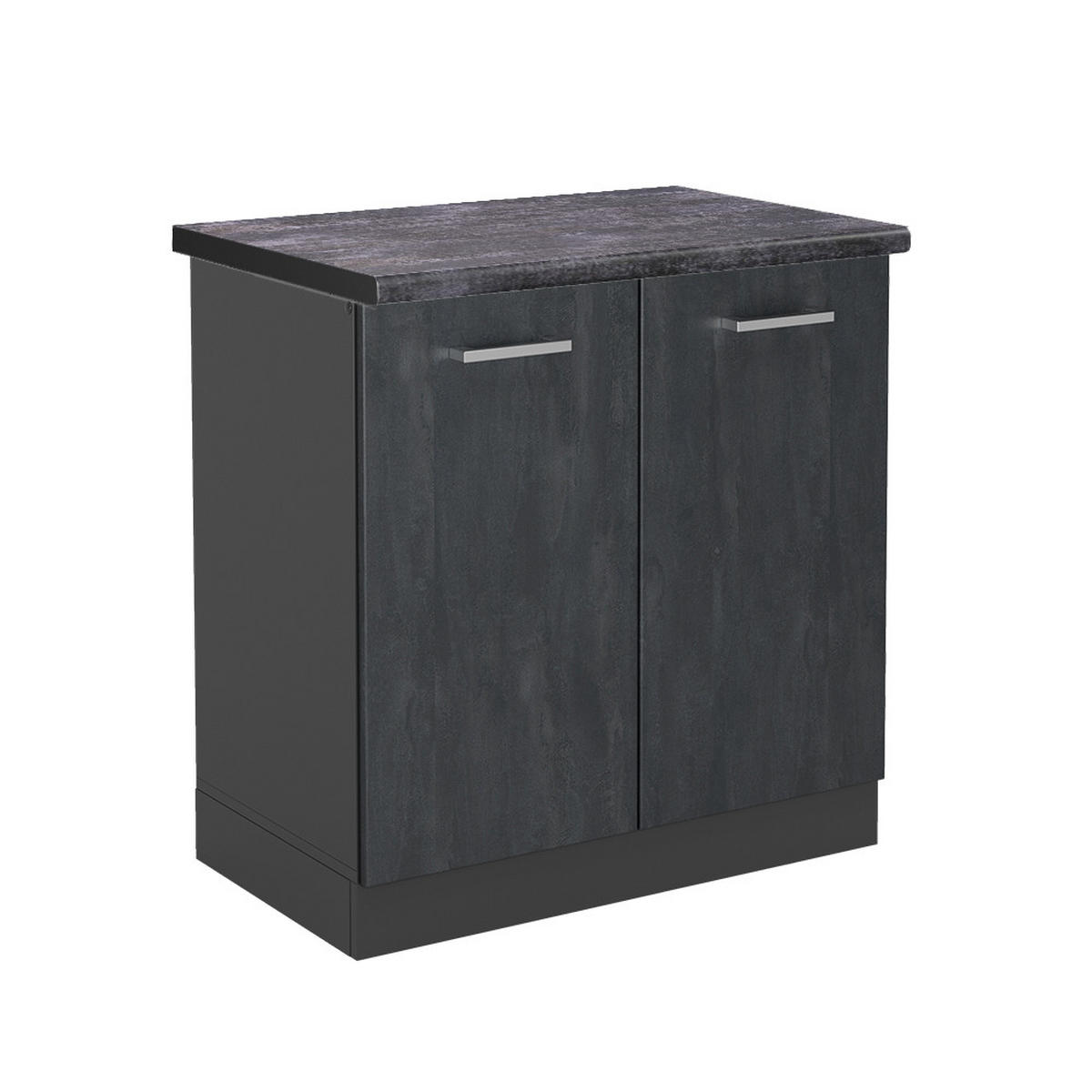 SPÜLENUNTERSCHRANK R-Line Schwarz Beton 80 cm AP Anthrazit - Anthrazit/Schwarz, Holzwerkstoff (80/81.6/60cm) - Vicco