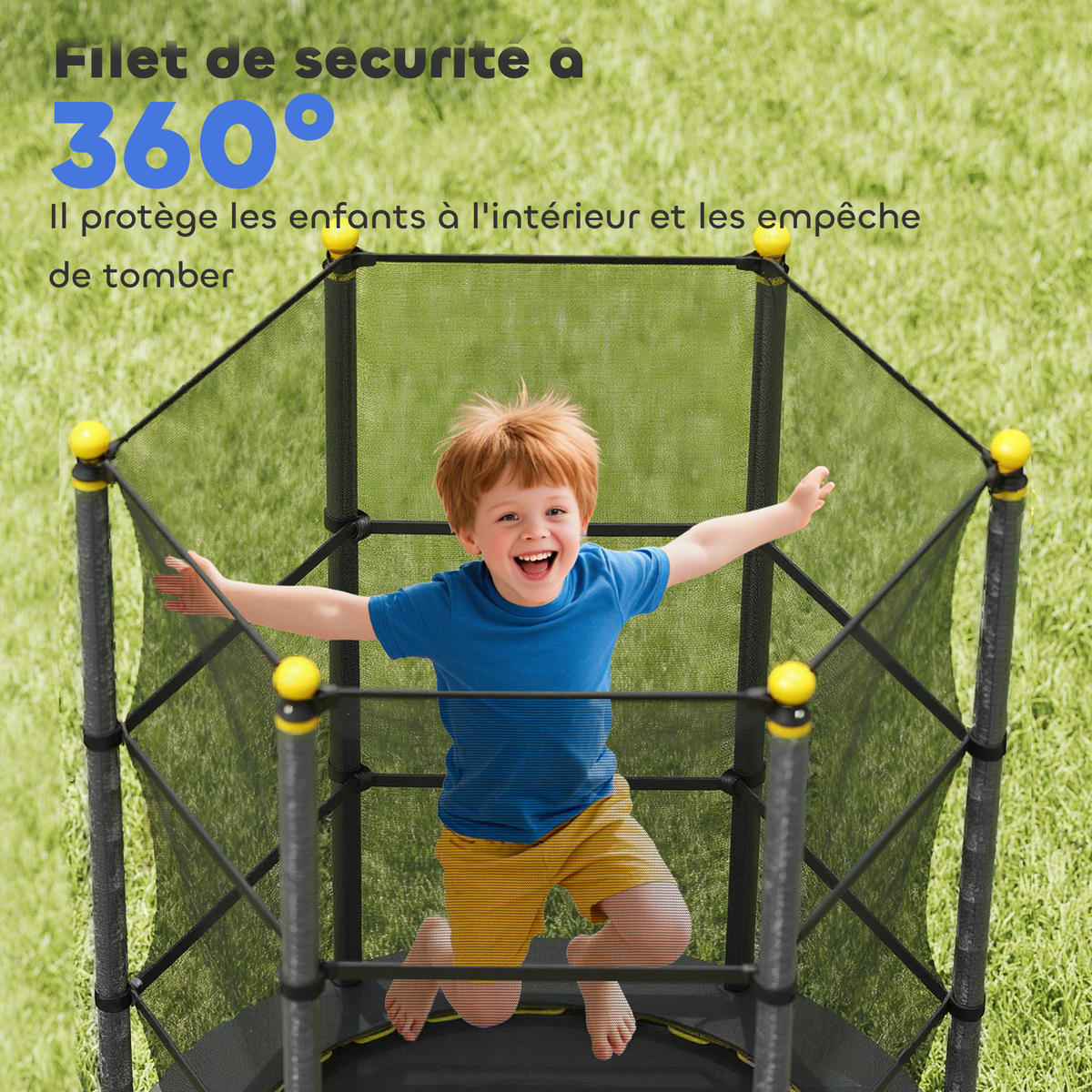 TRAMPOLIN DE-18988 Ø140 cm mit Sicherheitsnetz Schwarz - Schwarz, Metall (140/140cm) - ComfortXL