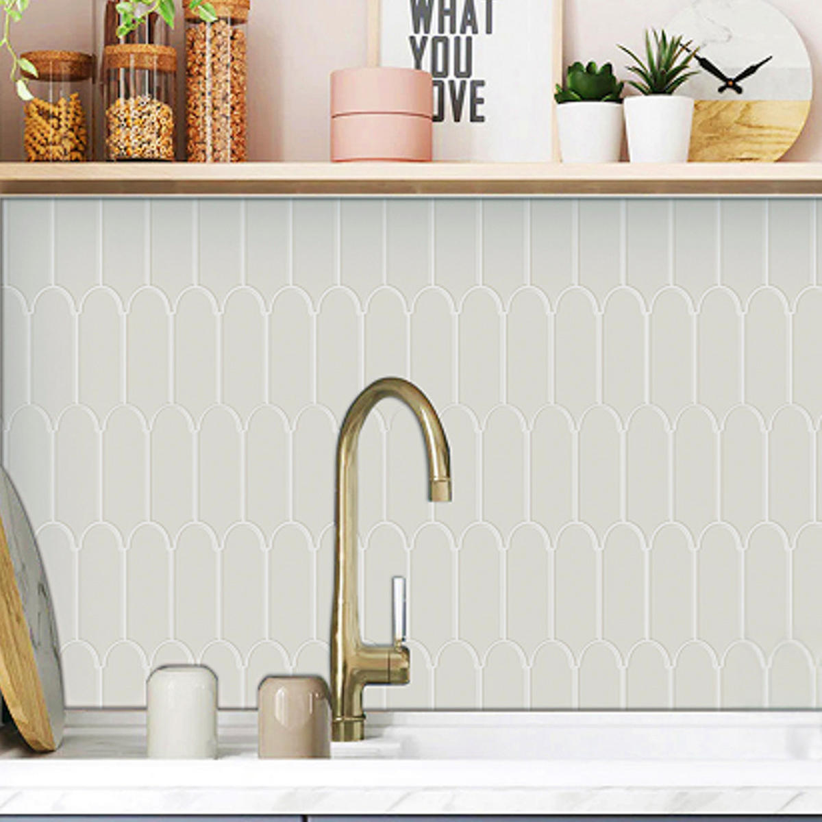 FLIESENAUFKLEBER 1 Stück 30,5 x 30,5 cm Selbstklebende Fliesen - Corbe Beige - Ecru/Beige, Kunststoff (30.5/0.16/30.5cm) - Mazovia