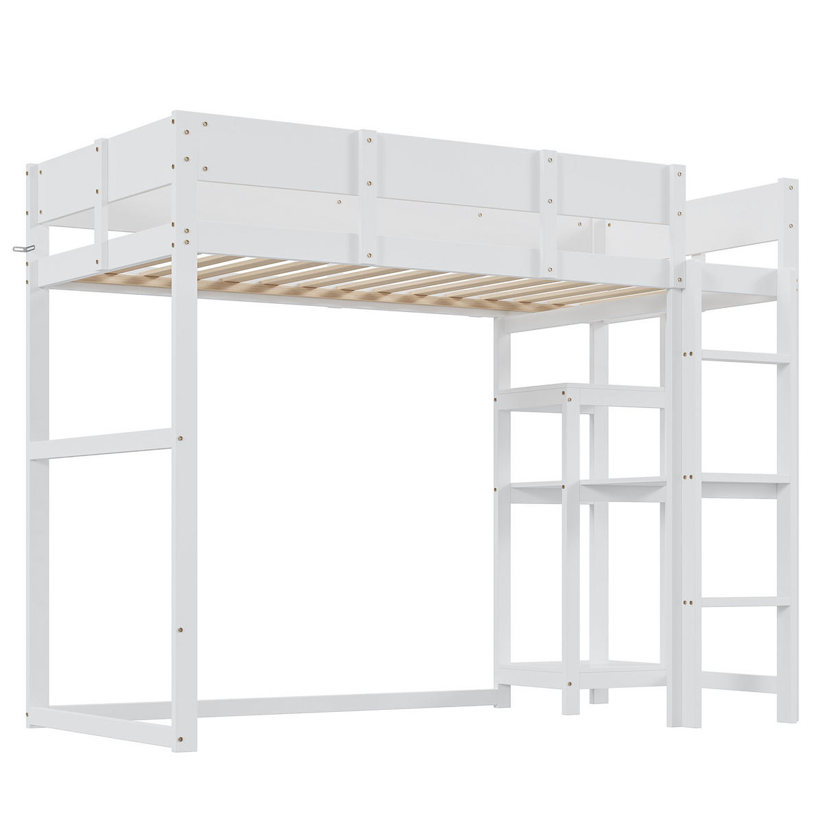 HOCHBETT 90/200 cm DE-01634, in Weiß, mit Ablage - Weiß, Holz (90/200cm) - ComfortXL