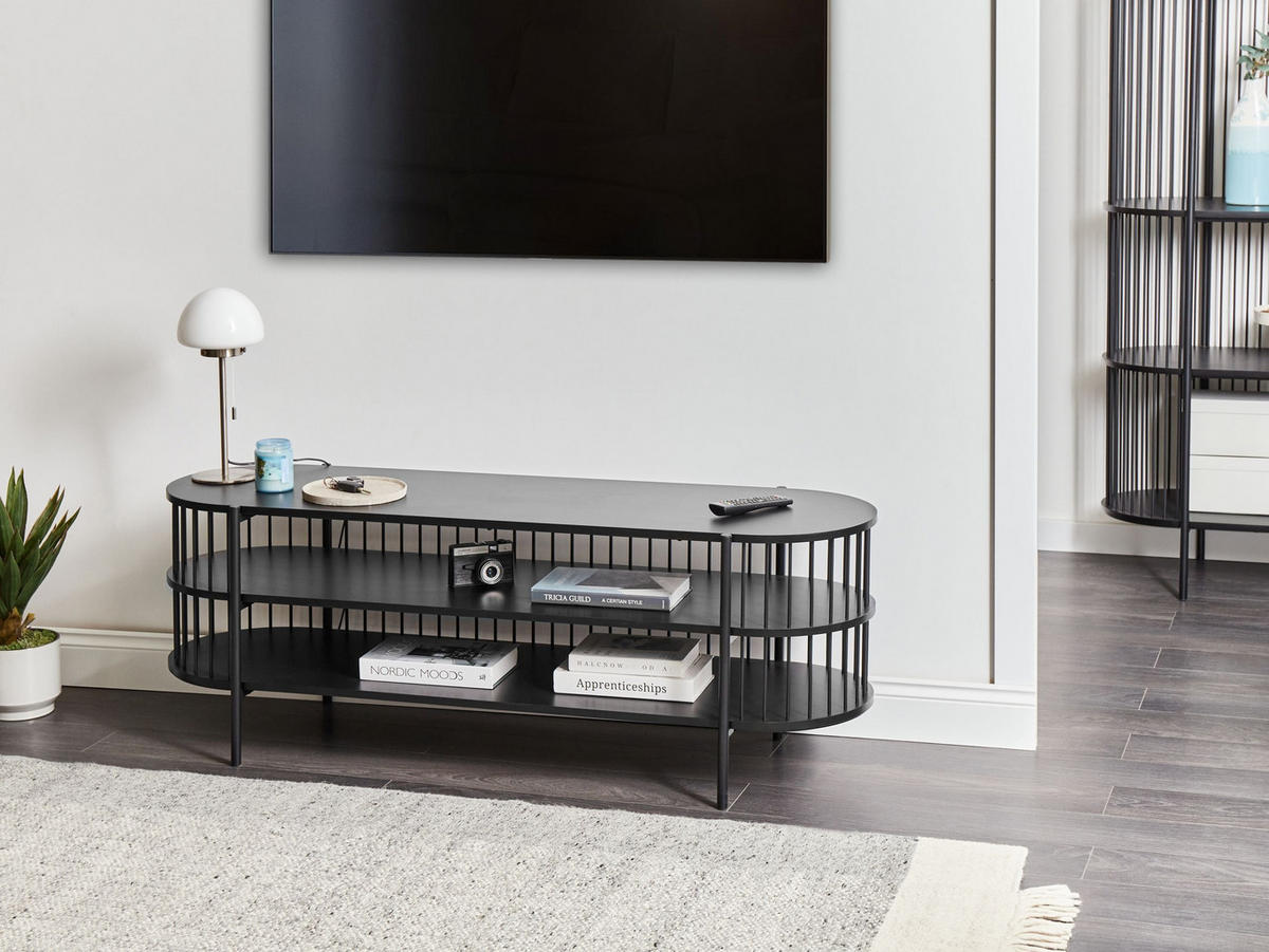 TV-MÖBEL Schwarz Birson - Schwarz, Holzwerkstoff (140/50/44cm) - Beliani