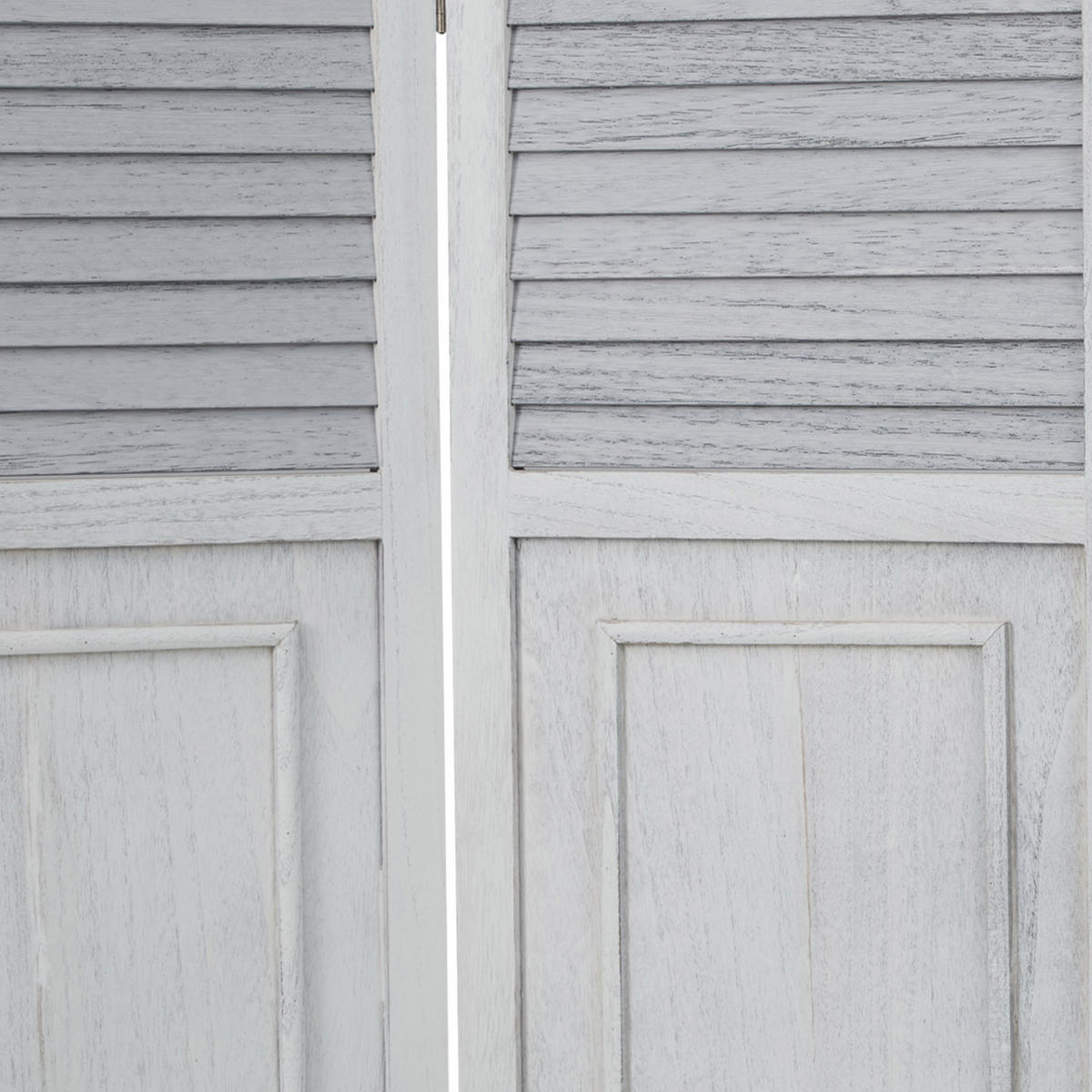 PARAVENT 3-tlg. 120/170 cm Weiß shabby washed - Weiß, Holz (120/170/2cm) - Homestyle4u