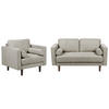 2-SITZER-SOFA Set mit Sessel taupe Nurmo - Dunkelbraun/Braun, Textil (74/78/140cm) - Beliani