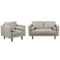 2-SITZER-SOFA Set mit Sessel taupe Nurmo - Dunkelbraun/Braun, Textil (74/78/140cm) - Beliani