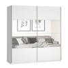 SCHWEBETÜRENSCHRANK BETTINA 180/210/61 cm 2-türig mit Spiegel Weiß - Weiß, Holzwerkstoff (180/210/61cm) - MASSENO