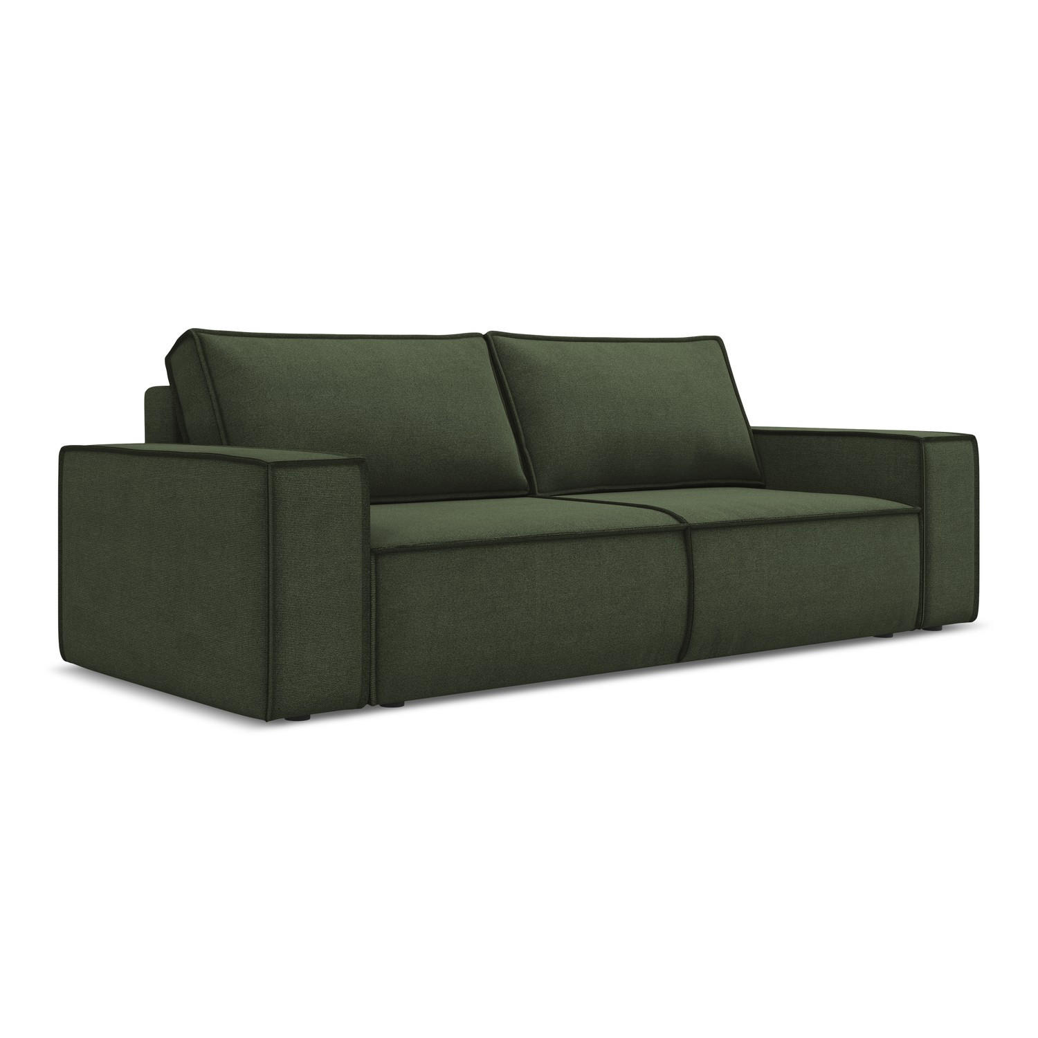 3-SITZER SOFA mit Schlaffunktion Strukturstoff Stoff Grün - Schwarz/Olivgrün, Kunststoff/Textil (255/85/105cm) - LaMiaSofa