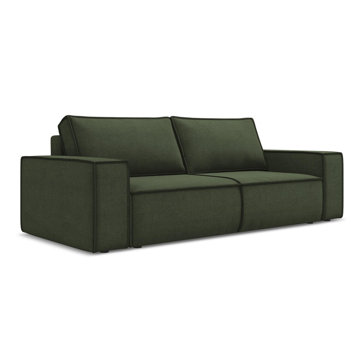 3-SITZER SOFA mit Schlaffunktion Strukturstoff Stoff Grün - Schwarz/Olivgrün, Kunststoff/Textil (255/85/105cm) - LaMiaSofa
