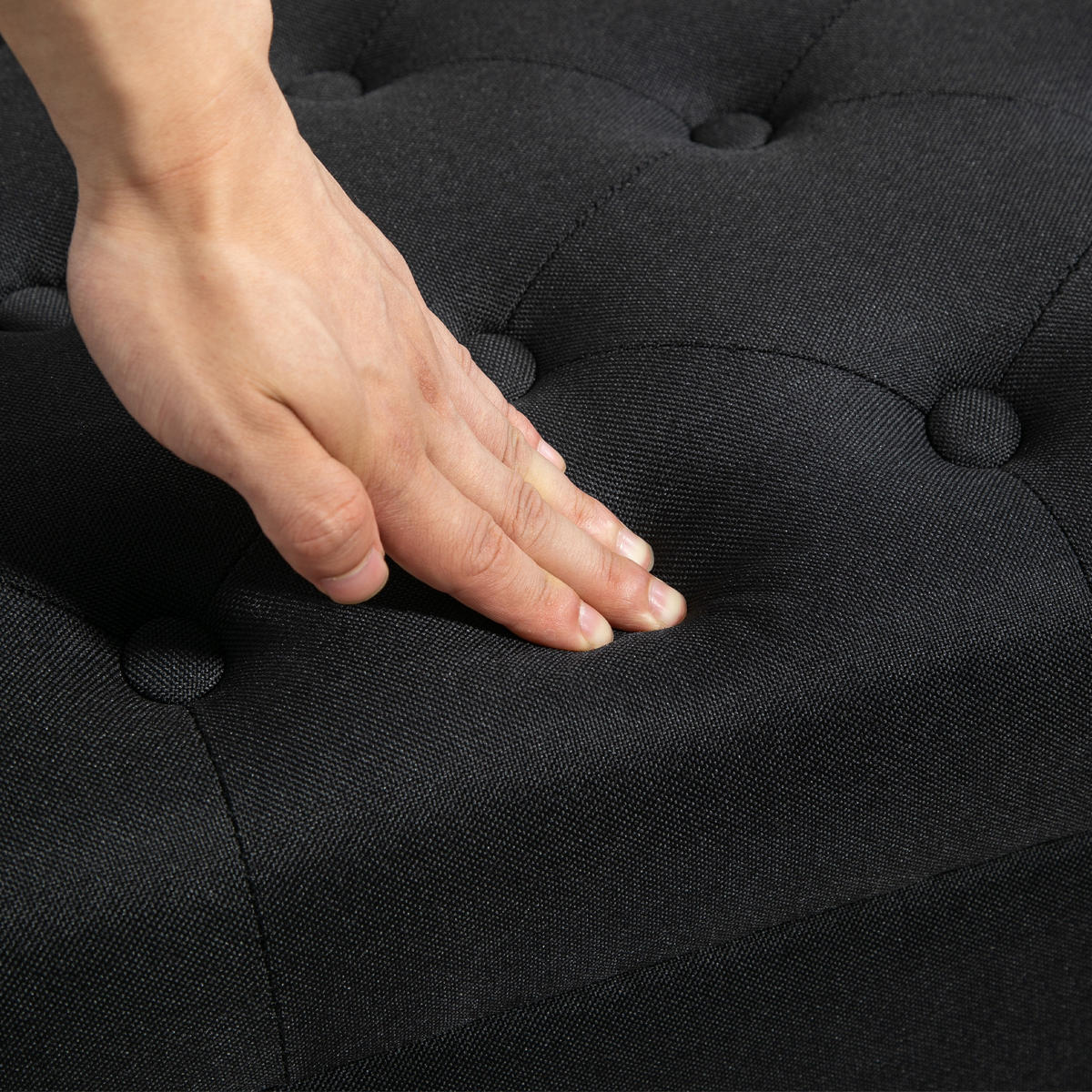 LUXUS Sitzbank Polsterbank mit Stauraum Armlehnen Polyester Holz Schwarz - Schwarz, Holz/Kunststoff (40/44/100cm) - HOMCOM
