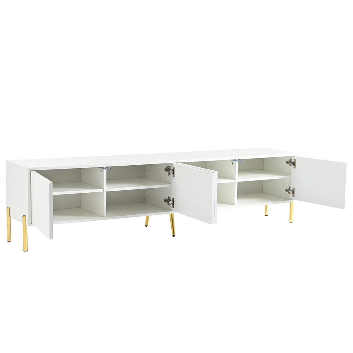 TV-SCHRANK 190x38cm Weiß mit goldenen Tischbeinen Rillen-Design - Weiß, Holz (46/27/60cm) - FLIEKS