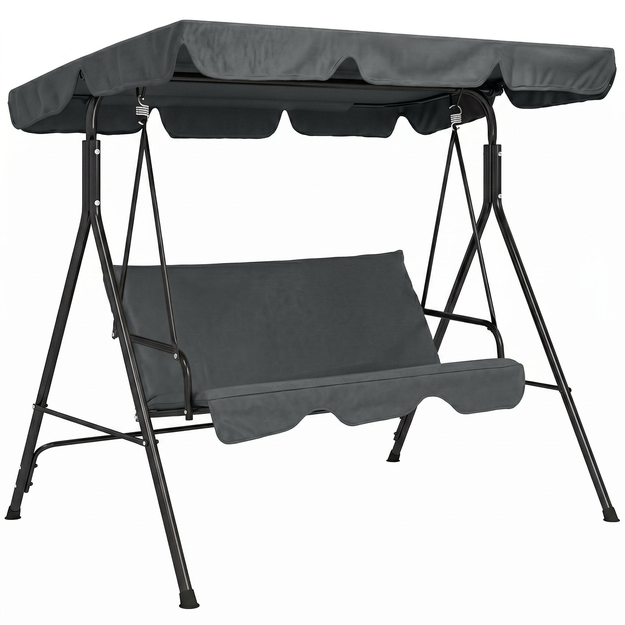HOLLYWOODSCHAUKEL mit Sitzpolster - Grau, Metall (110/153/172cm) - Outsunny