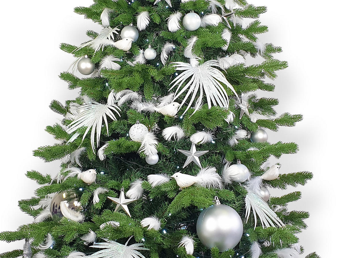 LAALU DEKORATIONEN-SET 2tlg. dekorative Blätter weiß mit Glitter 44 cm - Weiß, Kunststoff (0.01/1/0.01cm) - LAALU