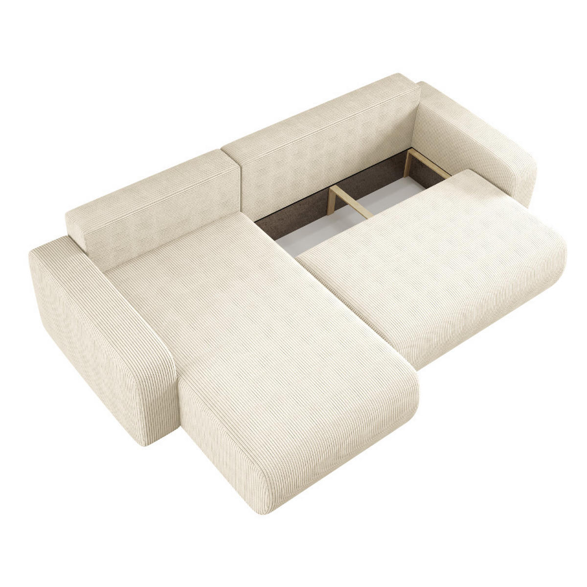 SCHLAFSOFA MILANO XL und bettkasten stoff Poso Dicker Cord Ecru Links - Ecru, Holz (274/82/145cm) - Kaiser Möbel