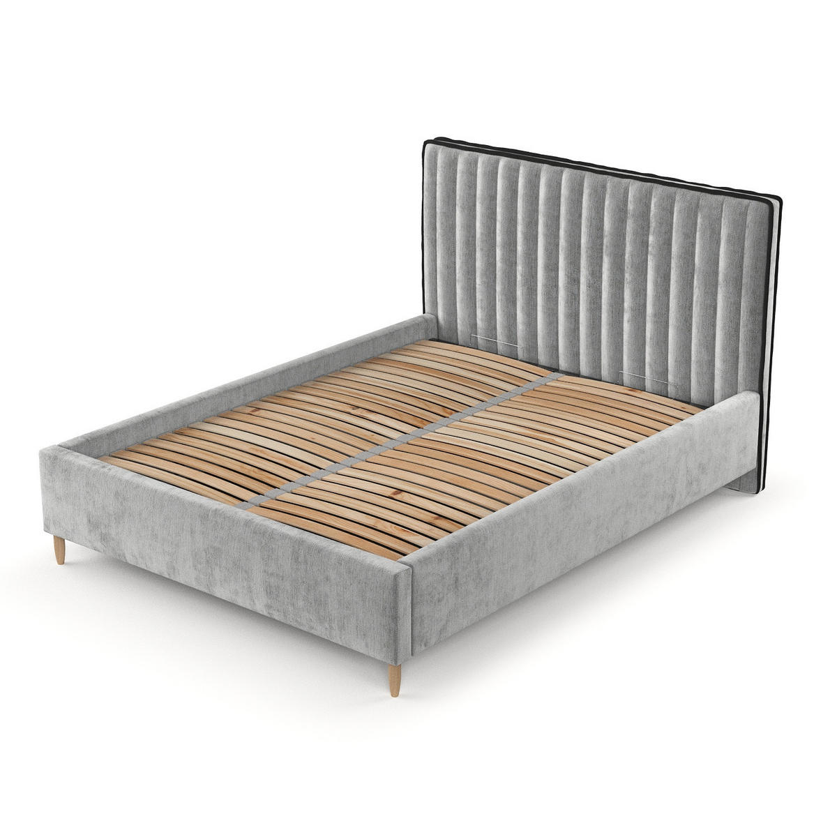 POLSTERBETT Aria 180/200 cm Hellgrau im Lotta Stoff - Hellgrau/Naturfarben, Holz/Holzwerkstoff (180/200cm) - AltaBeds