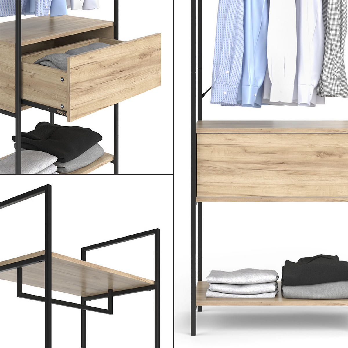 ŠATNÍ SKŘÍŇ Enya Dřevo - přírodní/černá, kompozitní dřevo (60/180/40cm) - Vicco