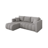ROHOVÁ SEDAČKA s funkcí spaní, otoman vlevo GARD-L 226x146x85 světle šedá bouclé - černá/stříbrná, kompozitní dřevo/textil (226/146cm) - ALTDECOR