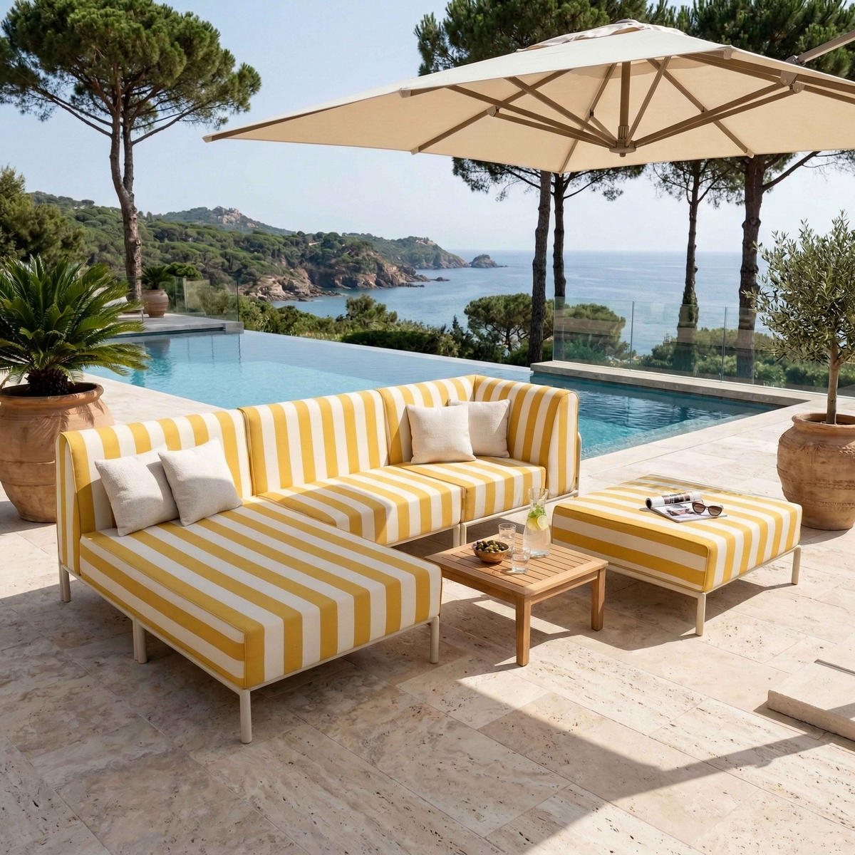 HOCKER, Gelb - Gelb, Textil (72/38/77cm) - Oviala