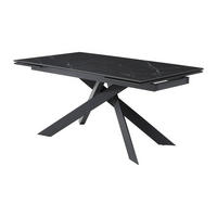 ESSTISCH für 6 bis 10 Personen ausziehbar - Keramik - Sicherheitsglas & Metall - Marmor-Optik schwarz - COREMA - Schwarz, Glas (240/90/76cm) - Vente-Unique