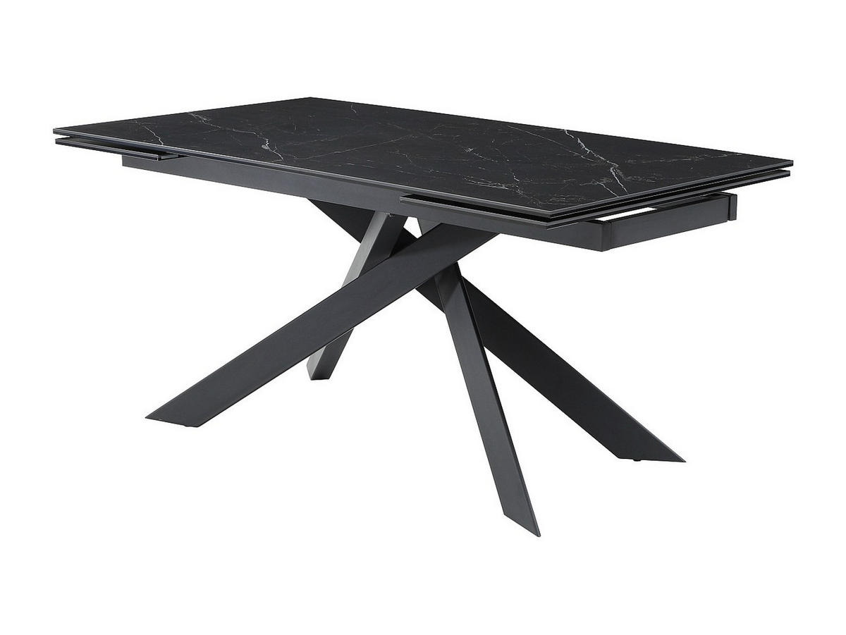 ESSTISCH für 6 bis 10 Personen ausziehbar - Keramik - Sicherheitsglas & Metall - Marmor-Optik schwarz - COREMA - Schwarz, Glas (240/90/76cm) - Vente-Unique