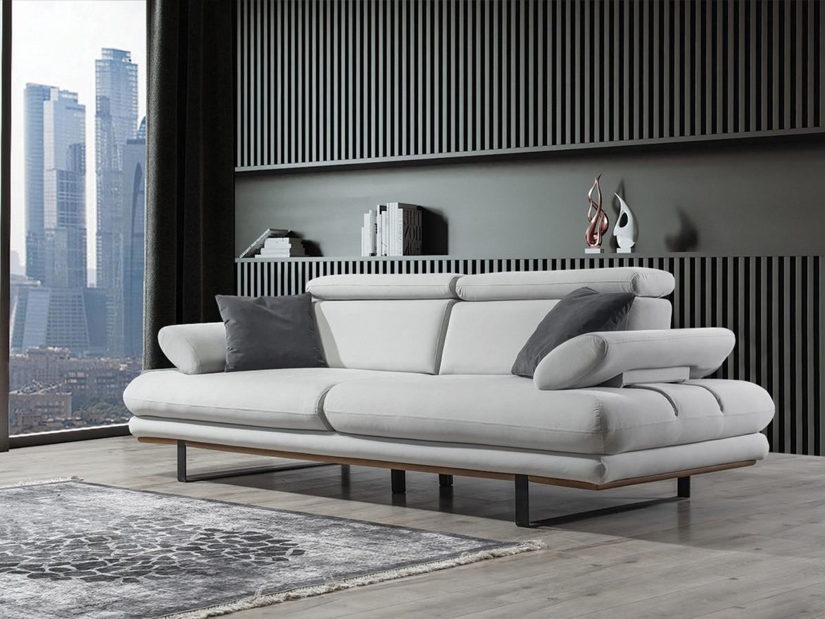 3-SITZER Sofa ENERGY, Hellgrau - Hellgrau, Textil/Metall (240/80/100cm)