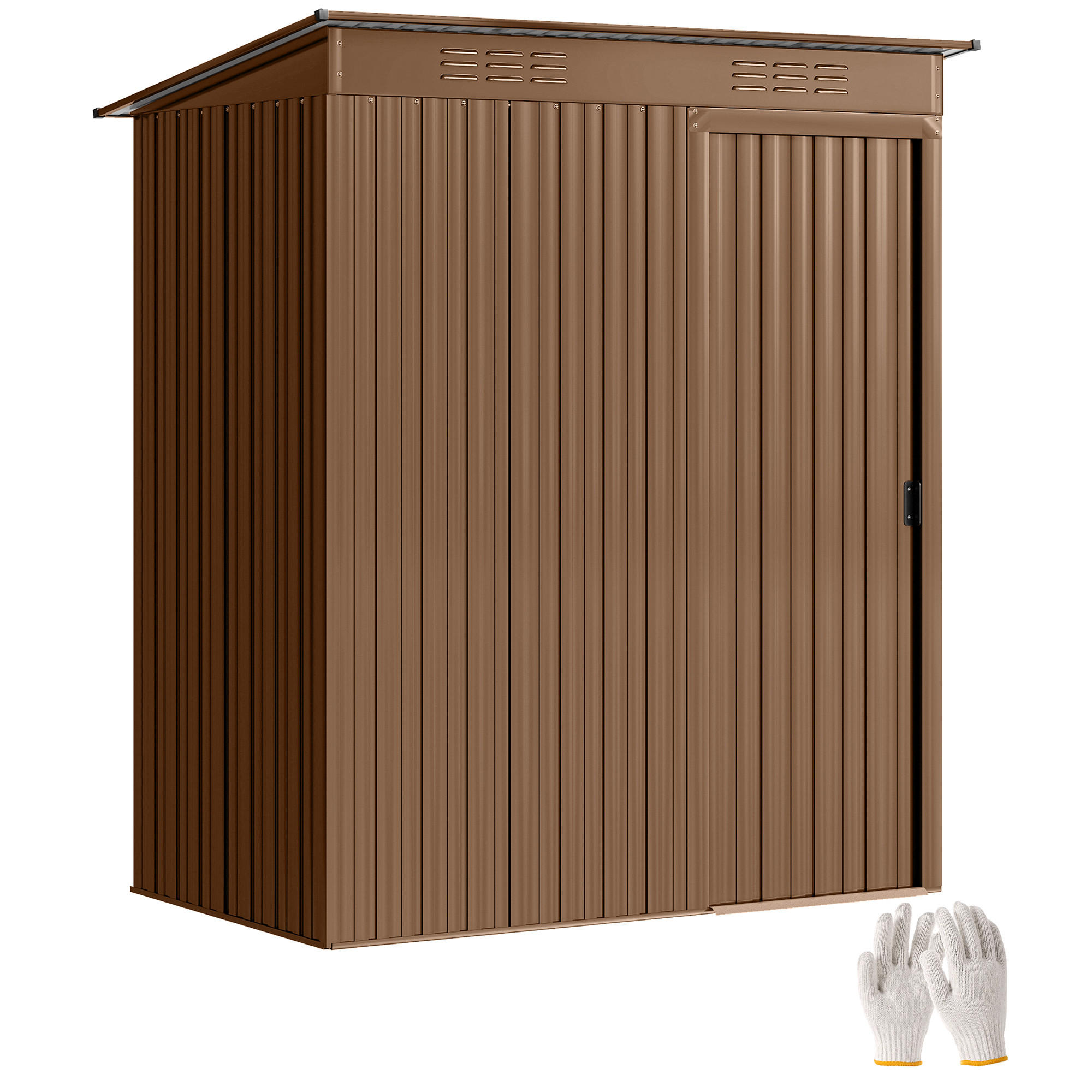 GARTENHAUS mit Belüftung und Schiebetür 159 x 106 x 181 cm ,braun - Braun, Metall (106/181/159cm) - Vallsero