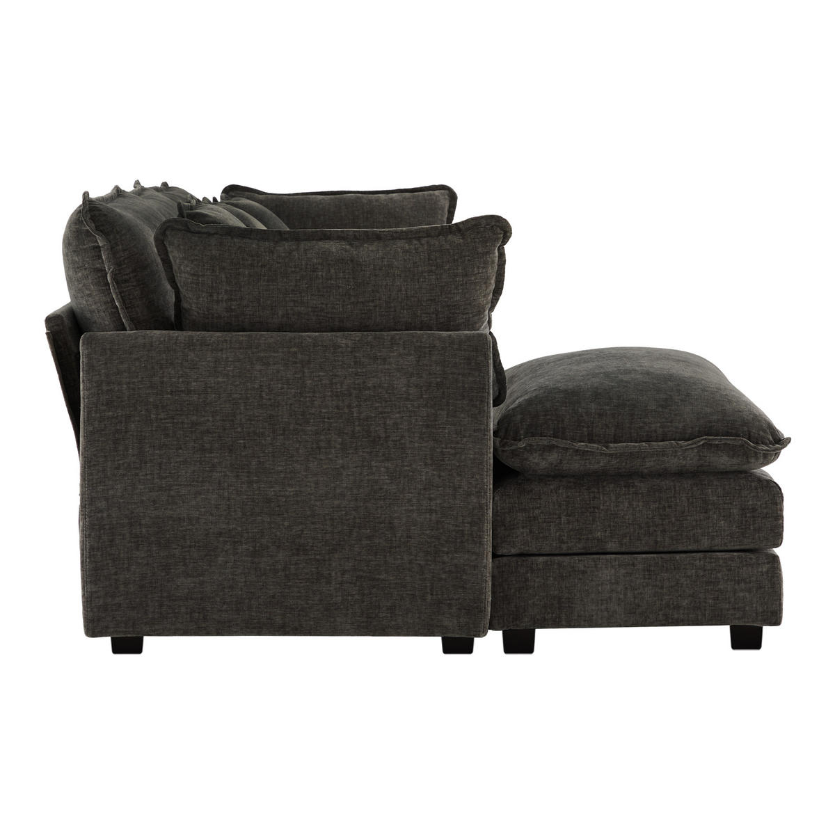 ECKSOFA 283x147x84 cm aus Chenille mit Hocker, dunkelgrau - Dunkelgrau, Textil (147/283cm) - Luhomfu