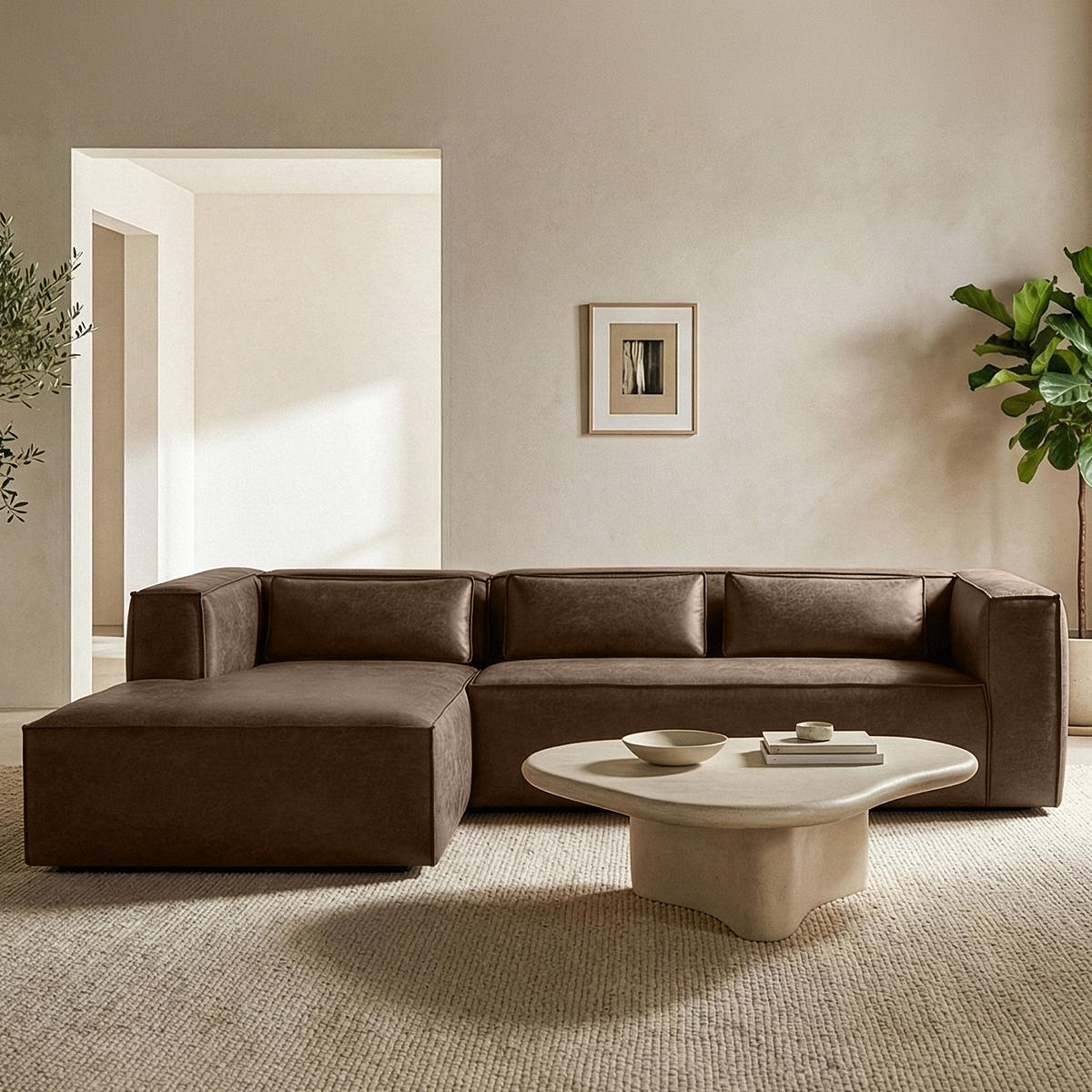 ECKSOFA LINKS FEROX, Dunkelbraun - Dunkelbraun, Holz/Holzwerkstoff (300/175cm) - KONSIMO®