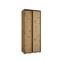SCHWEBETÜRENSCHRANK 235,2/100/60 2-türig - Schwarz/Eiche Artisan, Holz/Metall (100/235/60cm) - Abiks Möbel