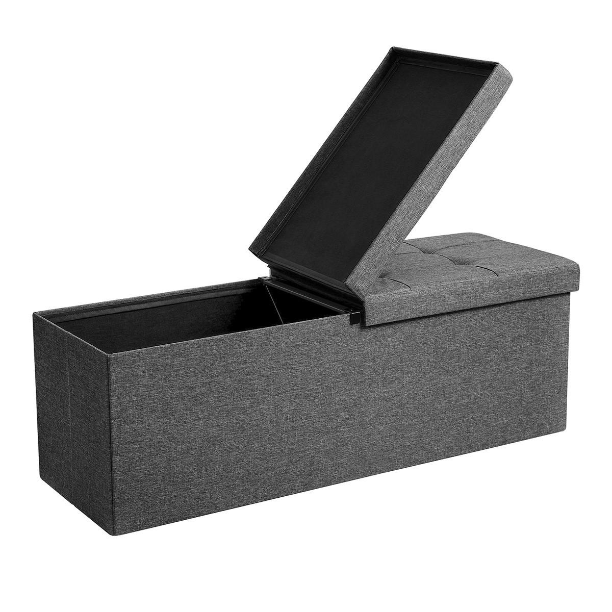 SITZBOX mit klappbarem Deckel - L110 cm - Grau, Holz (38/38/110cm) - Calicosy