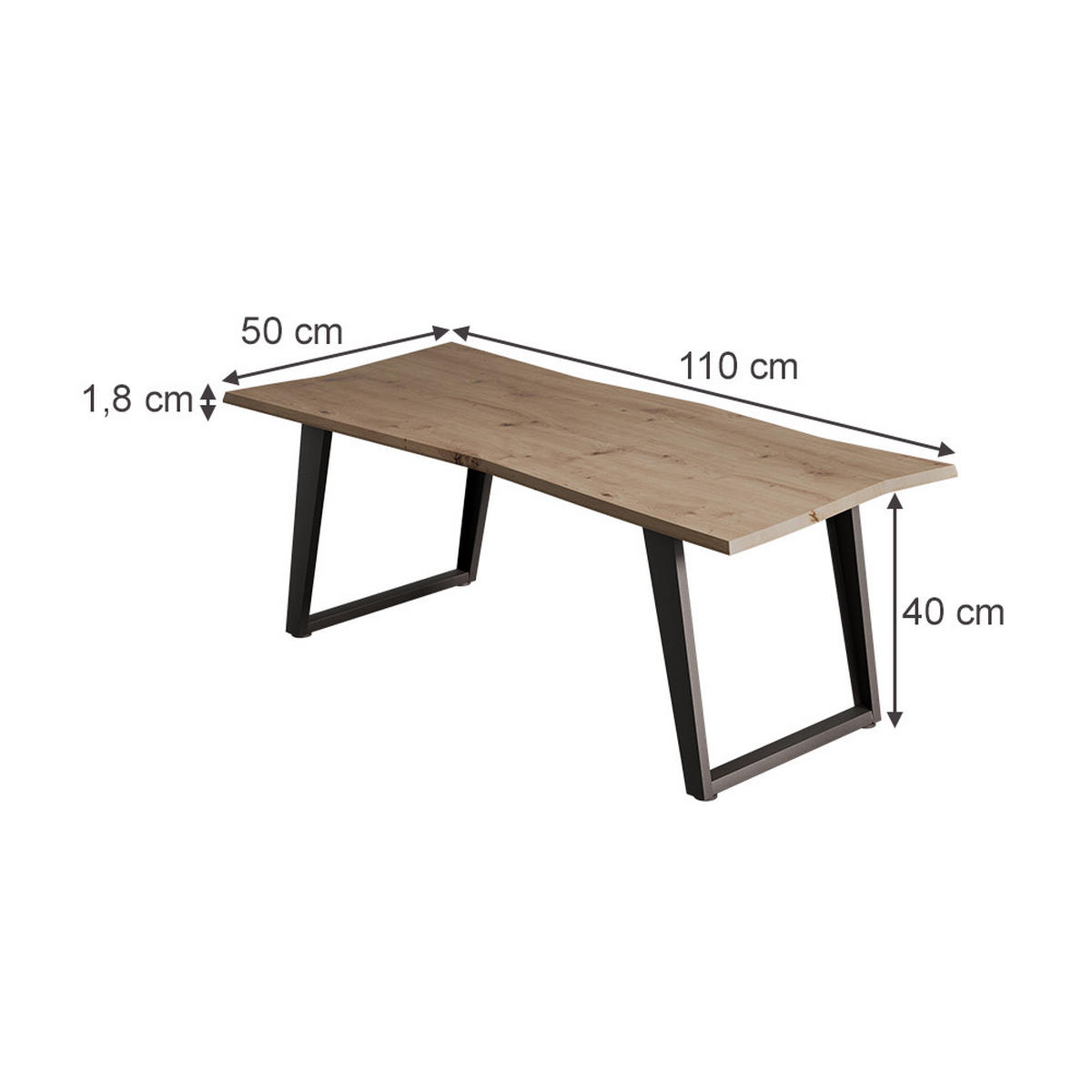 COUCHTISCH Yan Artisan 110 x 50 cm - Hellgrau, Holzwerkstoff (50/110/40cm) - Vicco