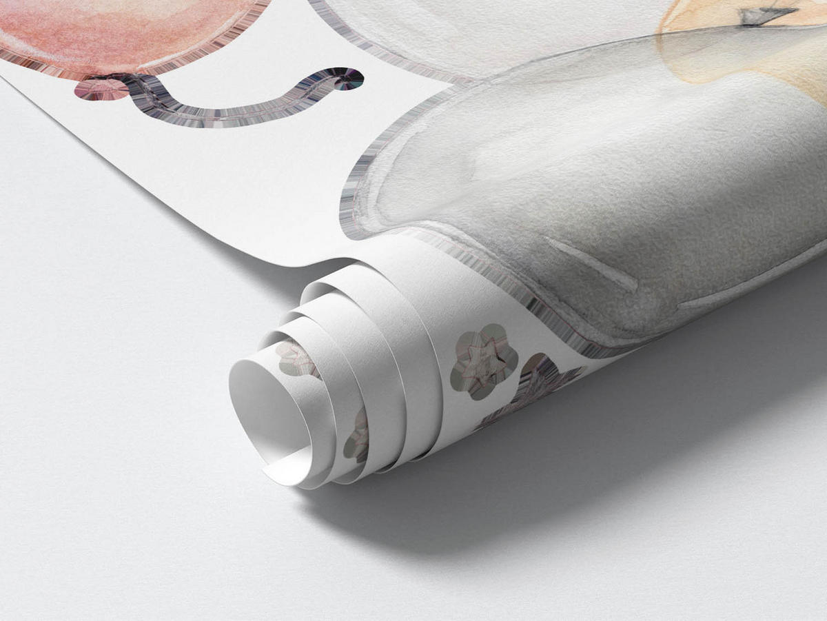 WANDAUFKLEBER 130x195cm - Teddybären mit Luftballons - Multicolor, Kunststoff (130/195/0.1cm) - Wallfluent