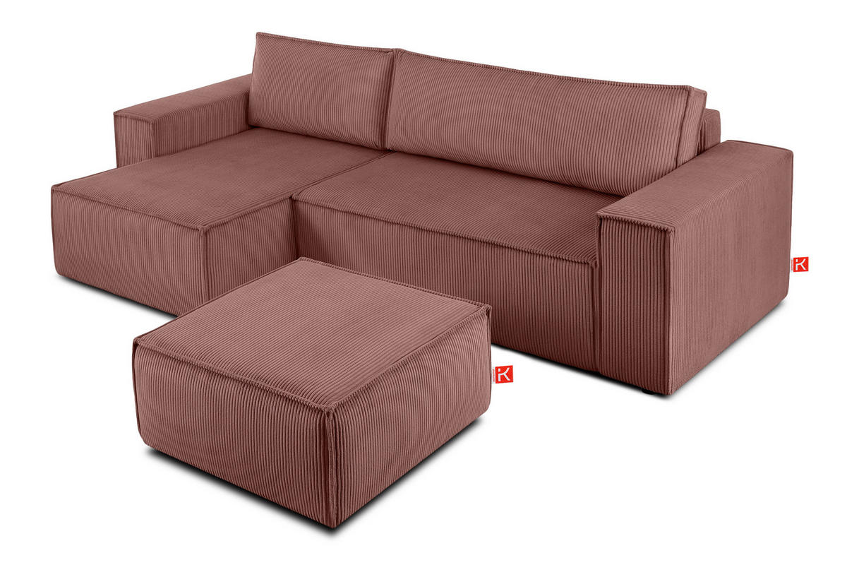 SITZPOUF NAPI gefederte Sitzfläche, rosa - Pink/Schwarz, Textil (83/45/83cm) - KONSIMO®