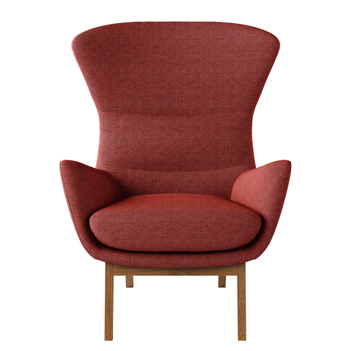 SESSEL mit Holzfüßen - Eichefarben/Rot, Eichenholz/Textil (84/99/96cm) - home24