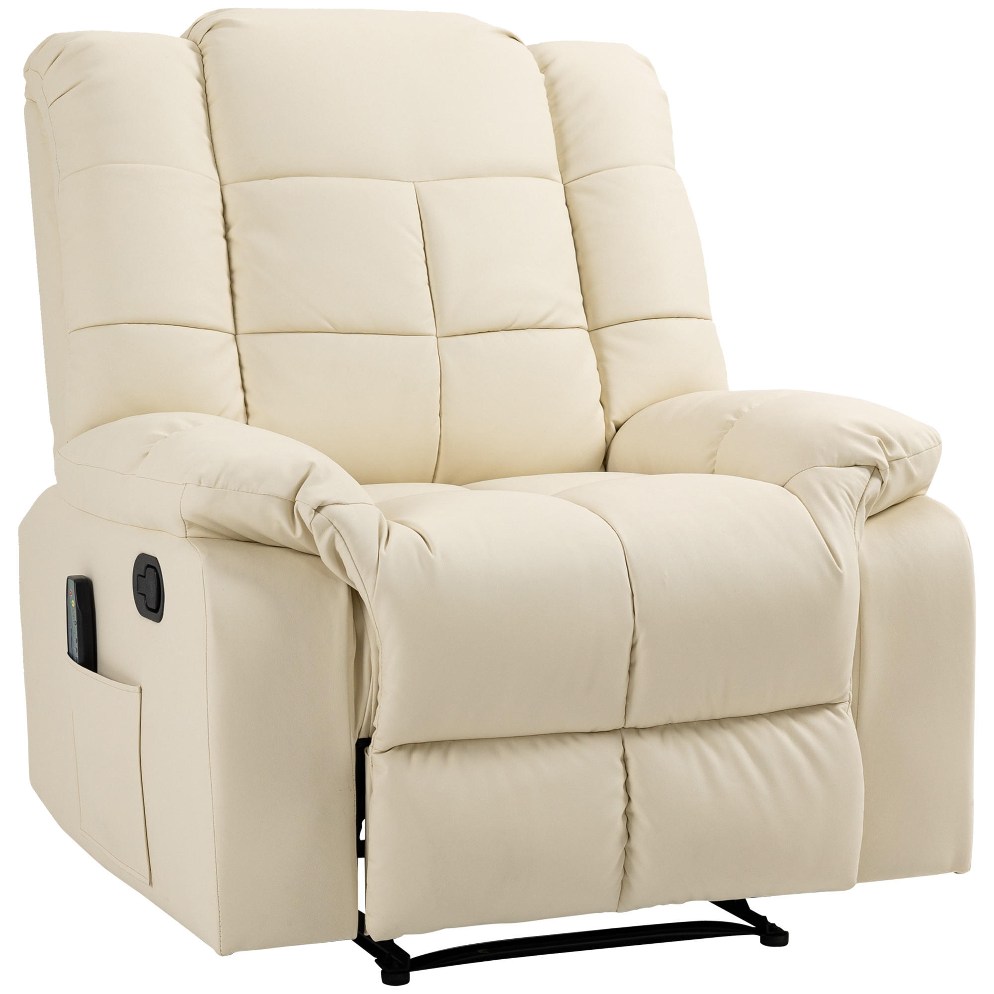MASSAGESESSEL, Kunstleder, Holz, Cremeweiß - Weiß, Kunststoff/Metall (99/99/94cm) - HOMCOM