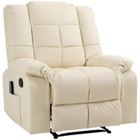 MASSAGESESSEL Elektrisch Fernsehsessel mit Liegefunktion 8 Massagepunkte Creme - Creme/Schwarz, Leder (99/99/94cm) - HOMCOM