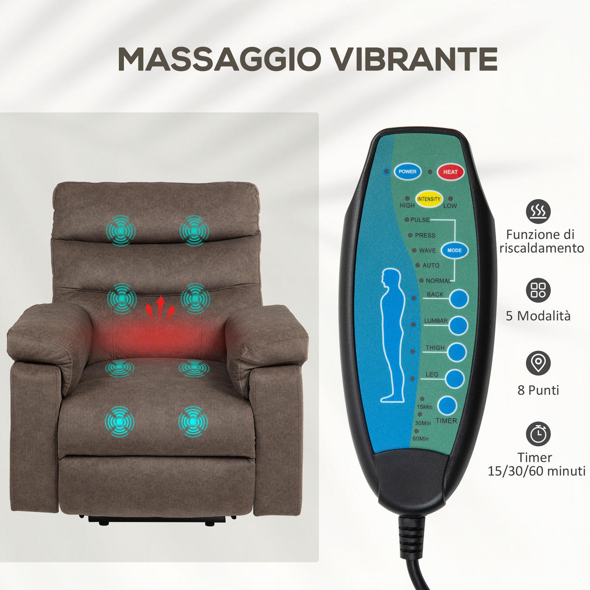 AUFSTEH-MASSAGESESSEL,HEIZUNG zwei Motoren,dunkelbraun - Braun, Textil (93/102/101cm) - Vallsero