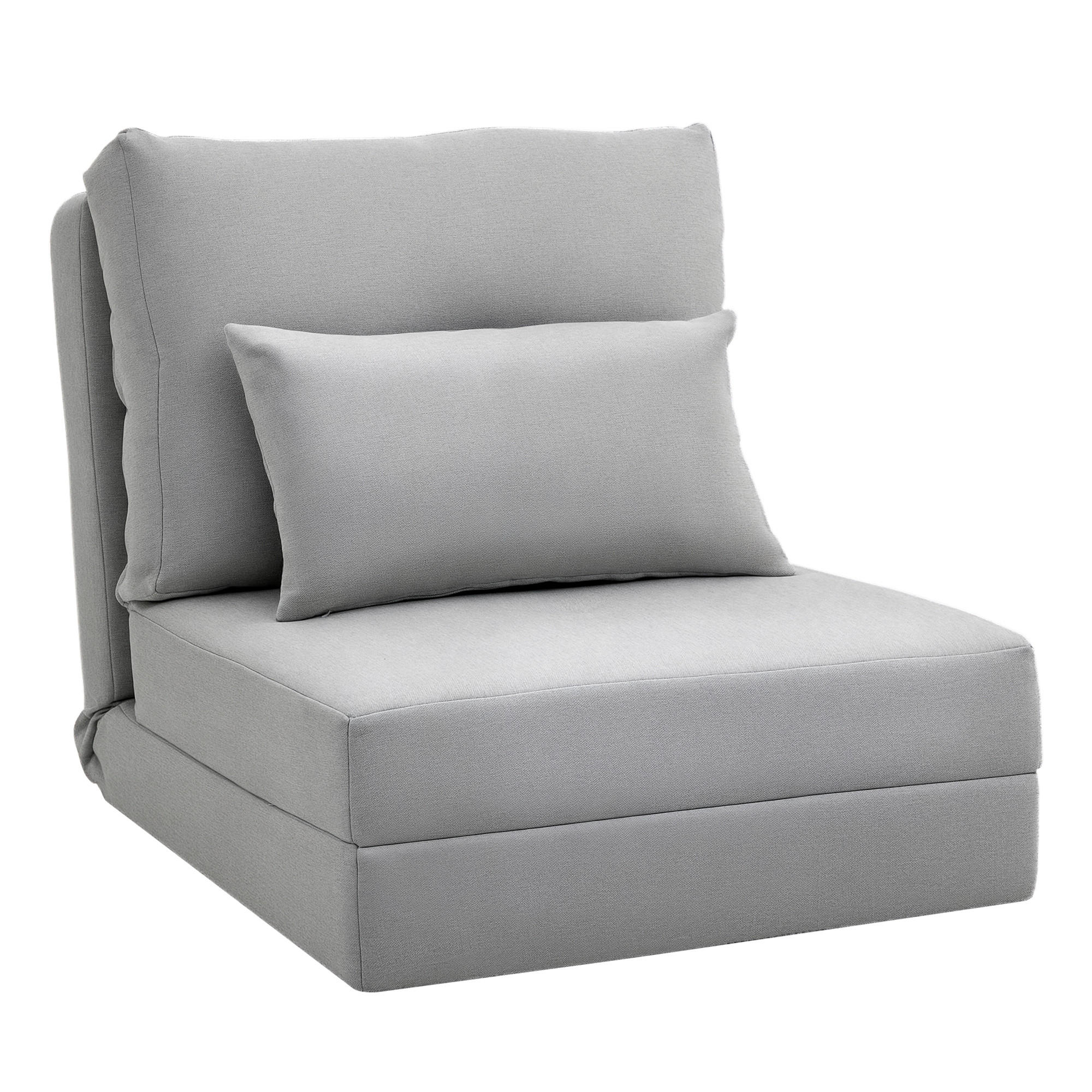 SCHLAFSESSEL DE-14555 5-fach verstellbar, 2 Kissen Hellgrau - Hellgrau, Textil (203.2/142.24/152.4cm) - ComfortXL