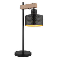 TISCHLEUCHTE Holzoptik Schwarz-Gold - Schwarz, Metall (31/18/55cm) - Globo Lighting