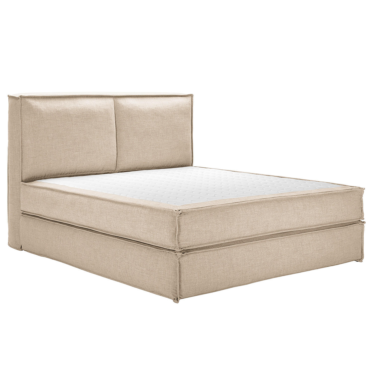 BOXSPRINGBETT mit Kopfteil - Premium - Beige, Textil (160/200cm) - home24