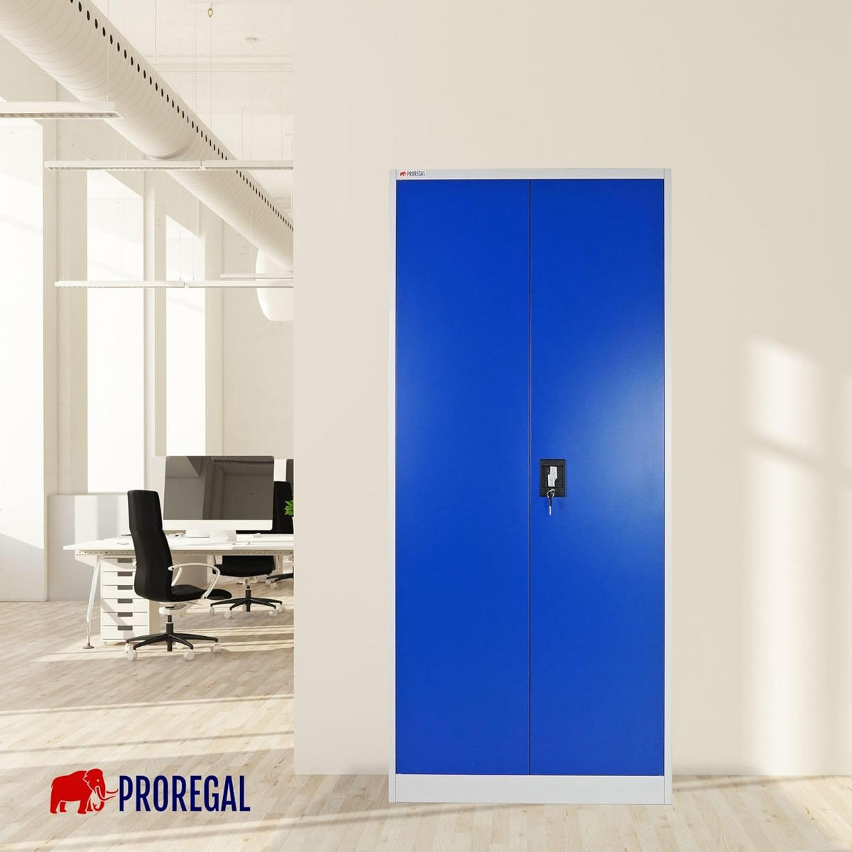 FLÜGELTÜRENSCHRANK Elephant 2er-Set 180x80x40cm 4 Ebenen Blau/Lichtgrau - Blau, Metall (160/180/40cm) - PROREGAL