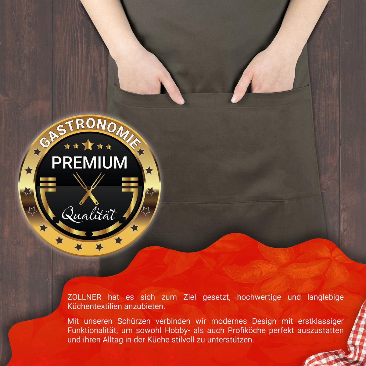 SCHÜRZE , 75x100 cm, 100% Baumwolle - Braun, Textil (75/100cm) - Zollner