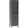 VITRINE Linna mit Schublade 55 cm dunkelgrün - Dunkelgrün/Schwarz, Holzwerkstoff/Metall (55/196/41cm) - Beautysofa