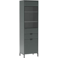 VITRINE Linna mit Schublade 55 cm dunkelgrün - Dunkelgrün/Schwarz, Holzwerkstoff/Metall (55/196/41cm) - Beautysofa