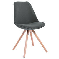 BESUCHERSTUHL Toulon Stoff, Gestell Buchenholz Natura Rund Dunkelgrau - Dunkelgrau/Naturfarben, Holz/Buchenholz (48/83/56cm) - TPFLiving
