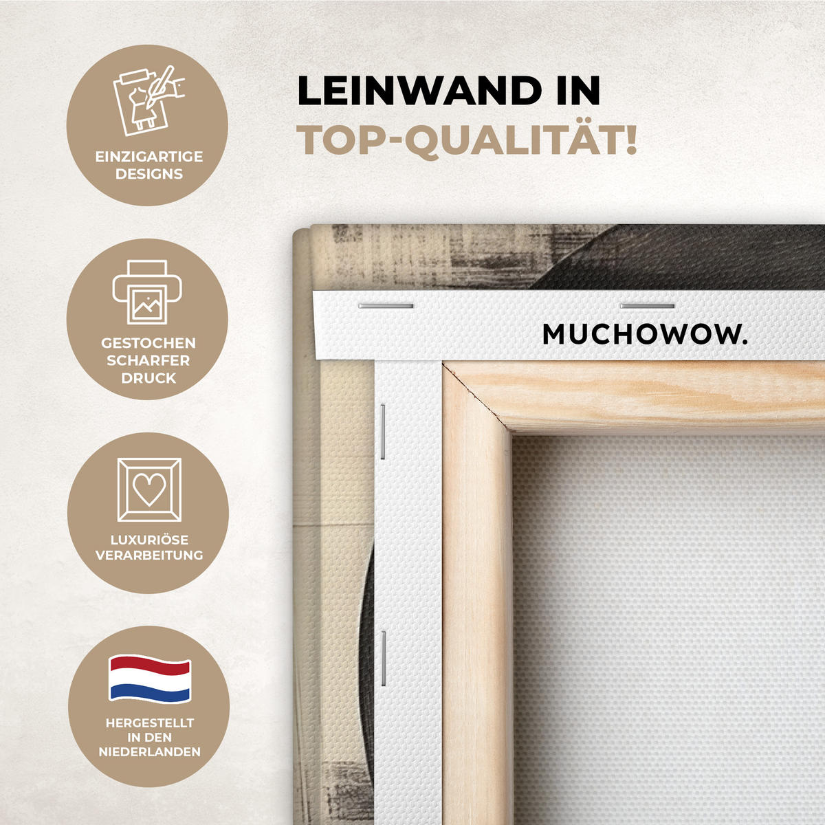 LEINWANDBILD Kreise - Balken - Schwarz - Abstrakt Wanddeko Schlafzimmer 60x90 cm - Schwarz, Textil (60/90cm) - MuchoWow